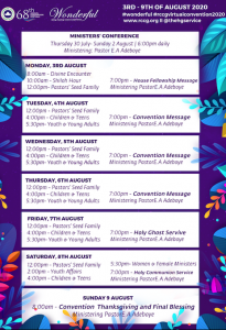 Rccg 2020 Annual Convention Programme