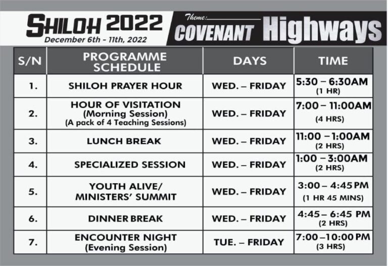 Shiloh 2022 Timetable PDF
