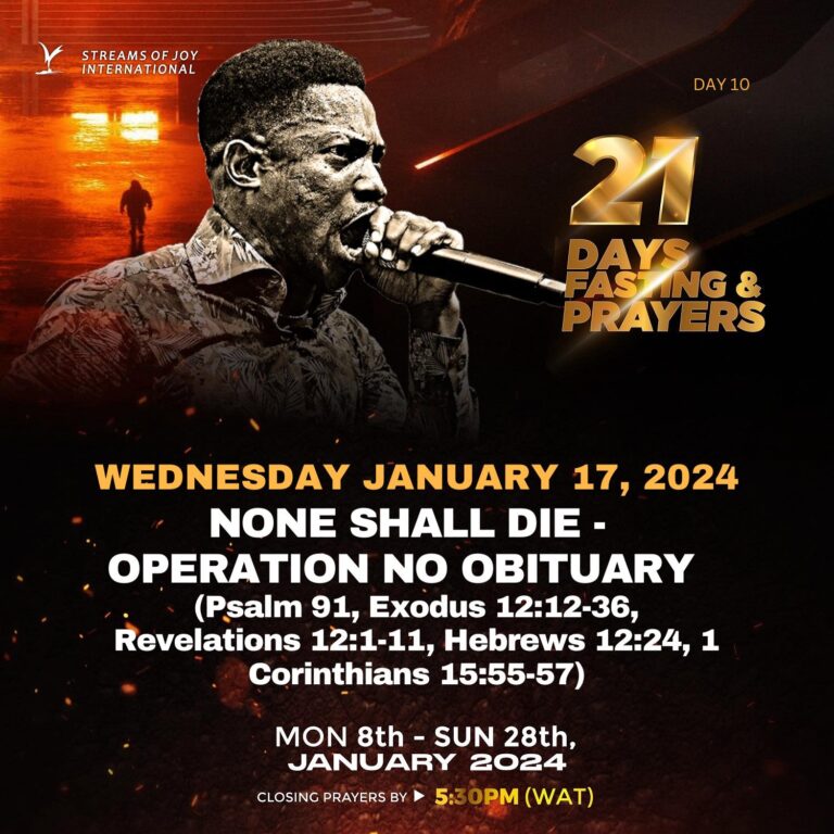 NSPPD 21 Days FASTING Wednesday 17th January 2024 Prayer Points & Declarations